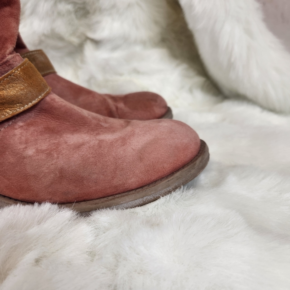 Sundance Suede Zip-Up Gold Buckle Booties - Picture 11 of 16